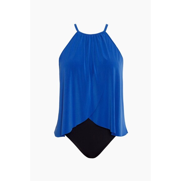 Magicsuit Solid Aubrey One-Piece Swimsuit 6008020 Blue Black Women's Size 8 - Picture 1 of 16